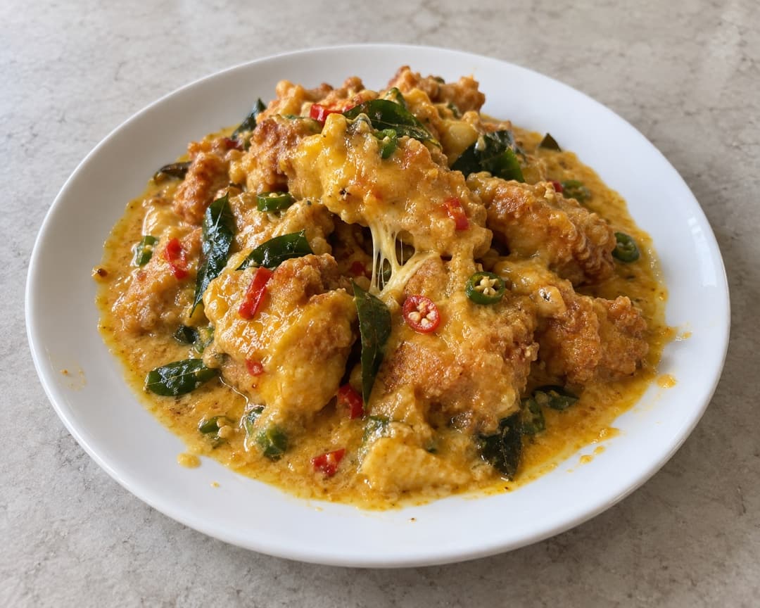 Cheesy butter chicken in a golden creamy sauce
