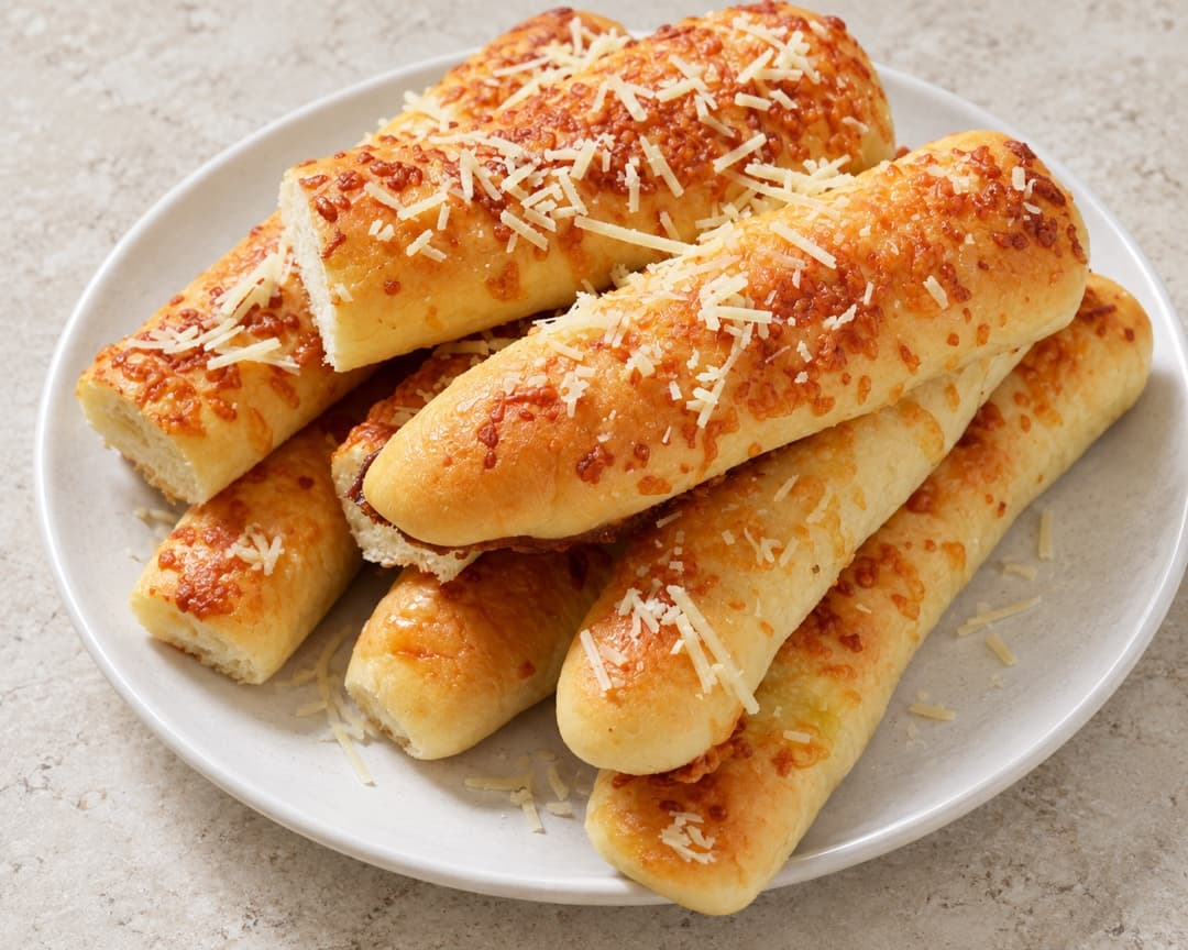Crispy parmesan fingers dusted with grated cheese