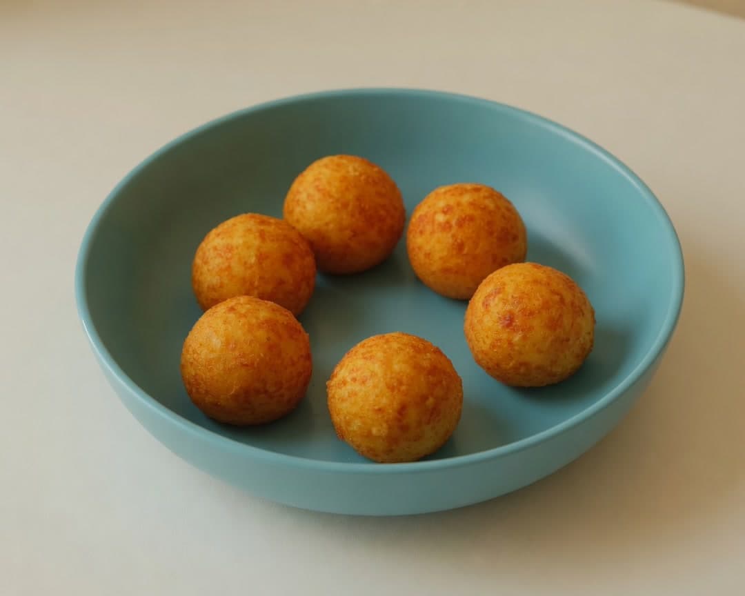 Golden cheese balls with a stretchy Perfect Italiano Mozzarella centre